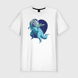 Мужская slim-футболка Космический Динозавр