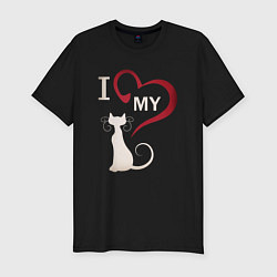 Футболка slim-fit I Love My Cat, цвет: черный