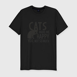 Мужская slim-футболка Коты делают меня счастливым