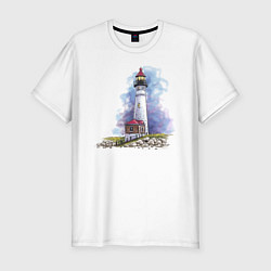 Мужская slim-футболка Crisp Point Lighthouse