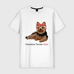 Мужская slim-футболка Yorkshire terrier mom