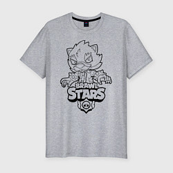 Мужская slim-футболка Brawl Stars LEON раскраска