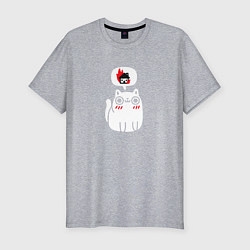 Мужская slim-футболка Кот мечтатель