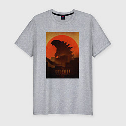 Футболка slim-fit Godzilla and red sun, цвет: меланж