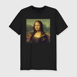 Мужская slim-футболка Mona Lisa pixels
