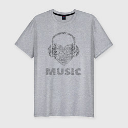 Мужская slim-футболка Я люблю музыку