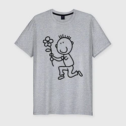 Мужская slim-футболка Человечки с цветком парная муж