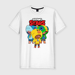 Мужская slim-футболка BRAWL STARS LEON SKINS