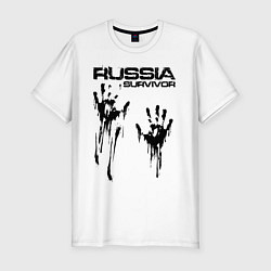 Футболка slim-fit Россия выживший, цвет: белый