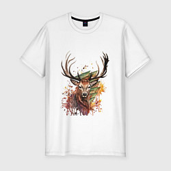 Мужская slim-футболка Красочный олень
