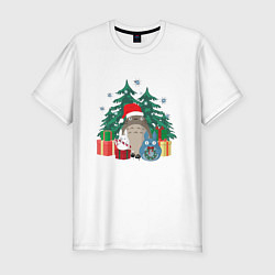 Мужская slim-футболка New Year Totoro