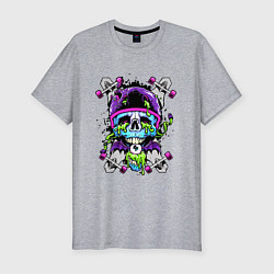 Мужская slim-футболка Crazy skull - skateboard