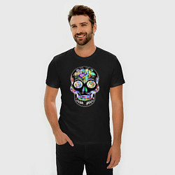 Футболка slim-fit Flowers - Art skull, цвет: черный — фото 2