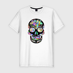 Футболка slim-fit Flowers - Art skull, цвет: белый