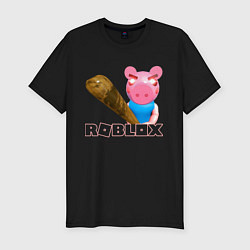 Мужская slim-футболка Roblox Piggy