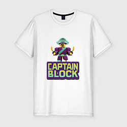 Футболка slim-fit Roblox Captain Block Роблокс, цвет: белый