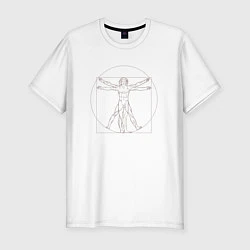 Мужская slim-футболка Витрувианский человек