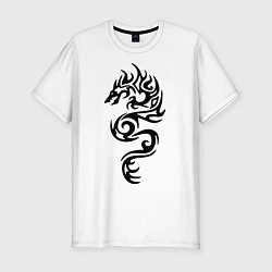 Футболка slim-fit Татуировка - дракон, цвет: белый