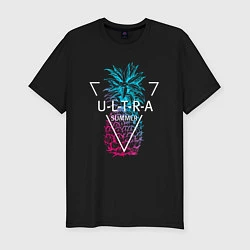 Мужская slim-футболка Ананас с надписью Ultra summer