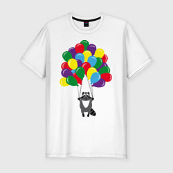 Мужская slim-футболка Енот с шариками