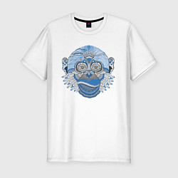 Мужская slim-футболка Синий шимпанзе