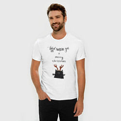 Футболка slim-fit Рождественский кот, цвет: белый — фото 2
