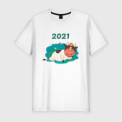 Футболка slim-fit Бык 2021, цвет: белый