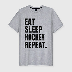 Футболка slim-fit EAT SLEEP HOCKEY REPEAT, цвет: меланж