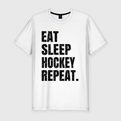 Мужская slim-футболка EAT SLEEP HOCKEY REPEAT