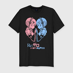 Футболка slim-fit Re:Zero, Рам и Рем, цвет: черный