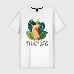 Мужская slim-футболка Ленивый Кот Мои ленивые дни