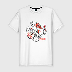 Мужская slim-футболка Японский самурайский Кот тату