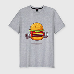 Мужская slim-футболка Бургер на спорте