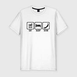 Футболка slim-fit EAT SLEEP CS GO Z, цвет: белый