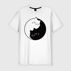 Мужская slim-футболка Yin and Yang cats