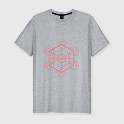 Мужская slim-футболка Куб метатрона геометрия