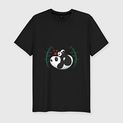 Мужская slim-футболка Мама панда с малышом