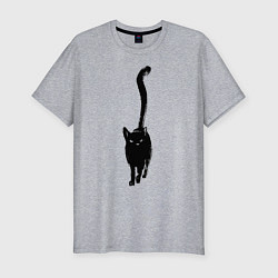Мужская slim-футболка Черный кот тушью