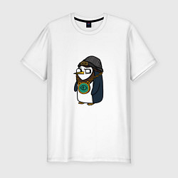 Мужская slim-футболка Крутой Пингвин