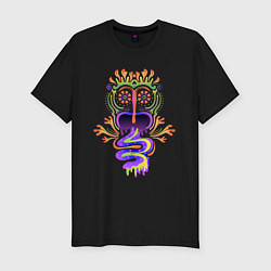 Мужская slim-футболка Психоделика Существо Ацтек