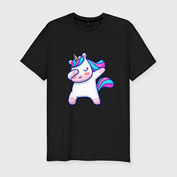 Футболка slim-fit Cute unicorn, цвет: черный