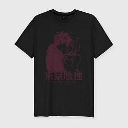 Мужская slim-футболка Токийский гуль - Shut up Hehe