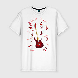 Мужская slim-футболка Красная гитара Рок музыка
