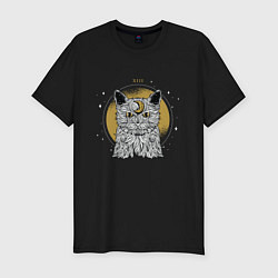 Футболка slim-fit Лунный котик, цвет: черный