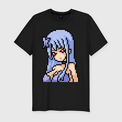 Футболка slim-fit Pixel art anime girl, цвет: черный