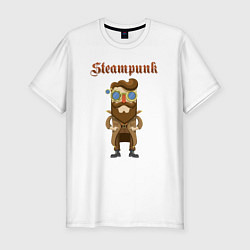 Футболка slim-fit Стимпанк парень Steampunk boy Z, цвет: белый