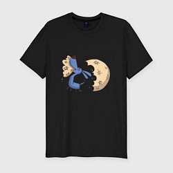 Мужская slim-футболка Собака откусила кусок луны