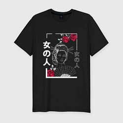 Мужская slim-футболка Vaporwave Japanese Geisha