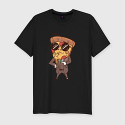 Футболка slim-fit Пепперони пицца в костюме, цвет: черный