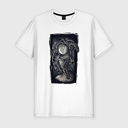 Мужская slim-футболка Космонавт в космосе
